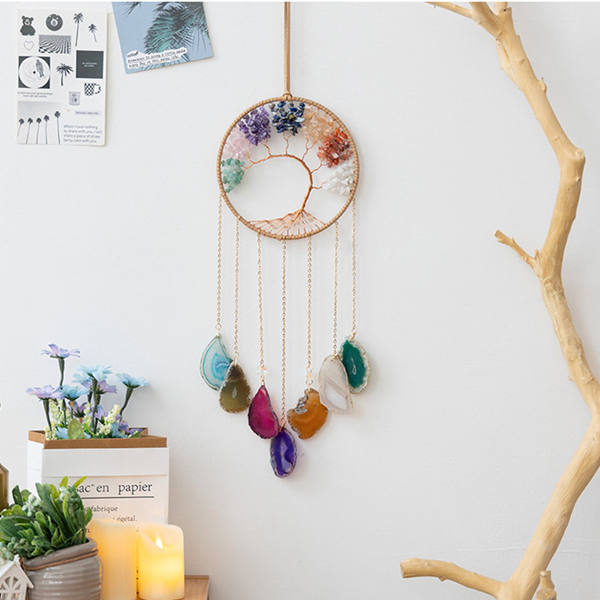 Crystals Gem Stone 7 Chakra Tree of Life Wall Hanging Decor